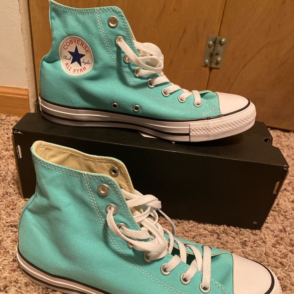 Converse high tops light aqua